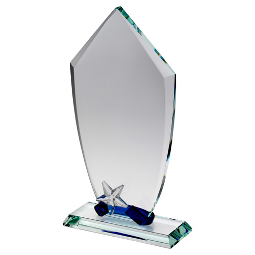 Trophy Distributors - Clear Glass Plaque With Blue
