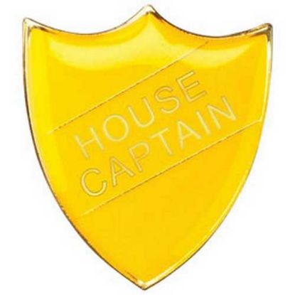 Picture of School Shield Badge (House Captain) Yellow - 1.25in