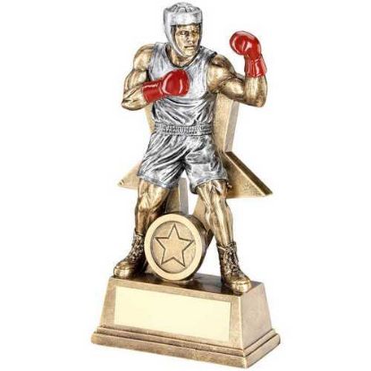Picture of Brz~pew~red Male Boxing Figure With Star Backing With Plate (1in Centre)