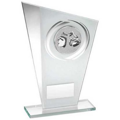 Picture of White~silver Printed Glass Plaque With Boxing Insert With Plate