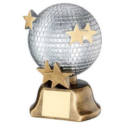 Picture of Silver~brz~gold Glitter Ball With Stars With Plate