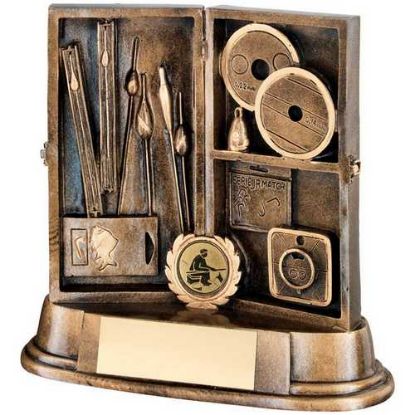 Picture of Brz~gold Resin Angling Tackle Box With Plate  
(1in Centre)