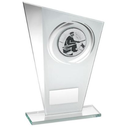 Picture of White~silver Printed Glass Plaque With Angling Insert With Plate