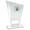 Picture of White|silver Printed Glass Plaque With Angling Insert With Plate - 8in