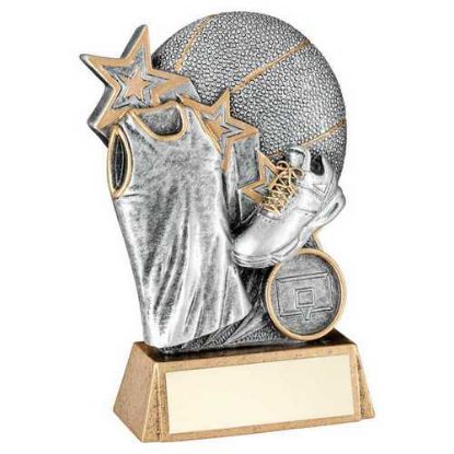 Picture of Pew~gold Basketball With Shoe~shirt On Brz Base With Plate (1in Cen)