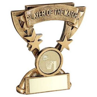 Picture of Brz~gold Player Of The Match Mini Cup With Netball Insert And Plate