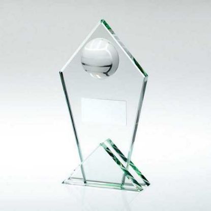 Picture of Jade Glass Pointed Plaque With Half Netball And Plate
