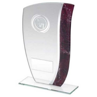 Picture of Jade Glass With Claret|silver Marble Detail And Netball Insert And Plate - 8"