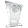 Picture of White|silver Printed Glass Plaque With Netball Insert With Plate - 7.25in