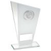 Picture of White|silver Printed Glass Plaque With Netball Insert With Plate - 7.25in