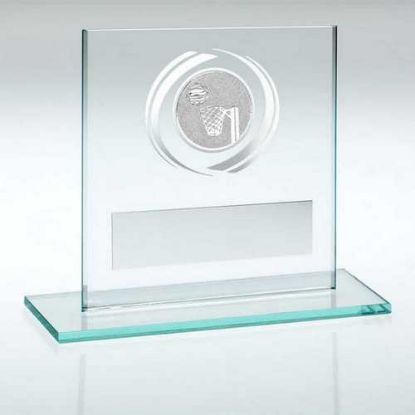 Picture of Jade|silver Glass With Netball Insert And Plate - 3.25in