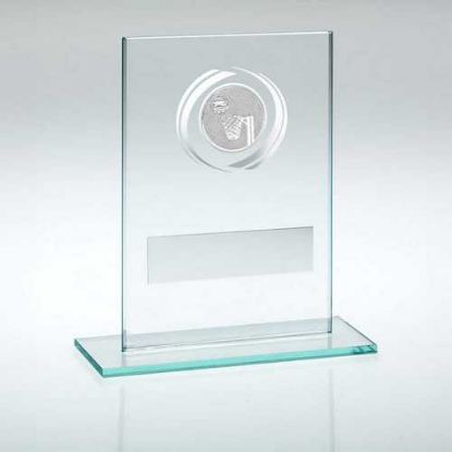 Picture of Jade|silver Glass With Netball Insert And Plate - 4.5in