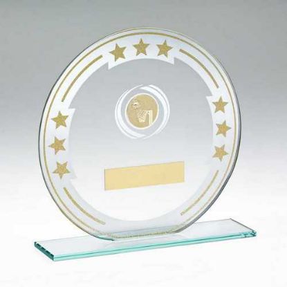 Picture of Jade|silver|gold Round Glass With Netball Insert And Plate - 5.5in