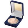 Picture of Blue Velvet Box And 50mm Netball Medal Trophy Matt Silver|bronze - 3.5in