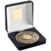 Picture of Blk Velvet Box And 70mm Umpire Medallion With Netball Insert Ant Gold - 4in