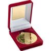 Picture of Red Velvet Box And 50mm Medal Netball Trophy Gold - 3.5in