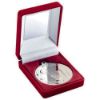 Picture of Red Velvet Box And 50mm Medal Netball Trophy Silver - 3.5in