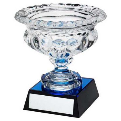 Picture of Clear Glass Bowl On Blue~black Base With Plate (Approx 7" Dia)