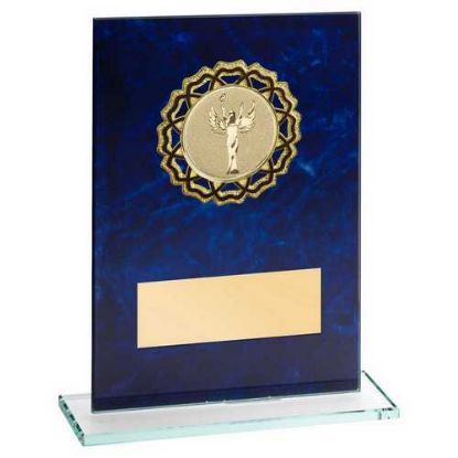 Picture of Jade Glass With Blue Marble Backing And Gold~blk Trim (2in Cen)