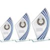 Picture of Jade|blue|silver Sail Glass With Silv|blk Wreath Trim Trophy (1in Cen) - 9.5in