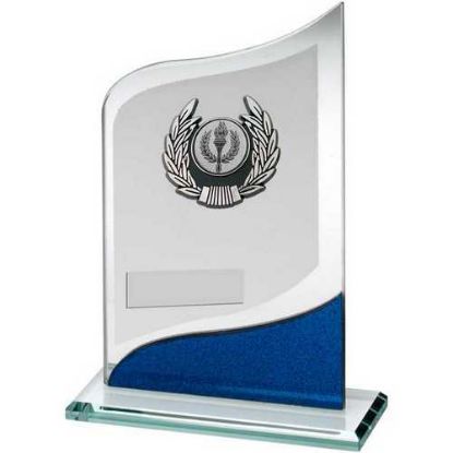 Picture of Jade~blue~silver Pointed Glass With Silver~blk Trim Trophy (1in Centre)