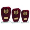 Picture of Jade Glass With Red Marble Backing And Gold Trim Trophy (1in Centre) - 7.25in