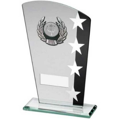 Picture of Jade~blk~silv Glass Plaque With Silv~blk Trim Trophy (1in Centre)