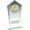 Picture of Jade Glass Rectangle Plaque With Gold Trim Trophy (2in Centre) - 7in