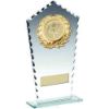 Picture of Jade Glass Rectangle Plaque With Gold Trim Trophy (2in Centre) - 7in