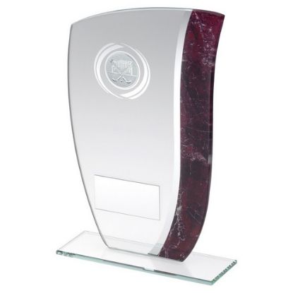 Picture of Jade Glass With Claret~silver Marble Detail And Hockey Insert With Plate