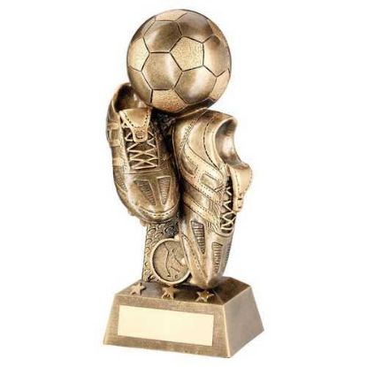 Picture of Brz~gold Football And Boots On Column Riser With Plate (1in Centre)