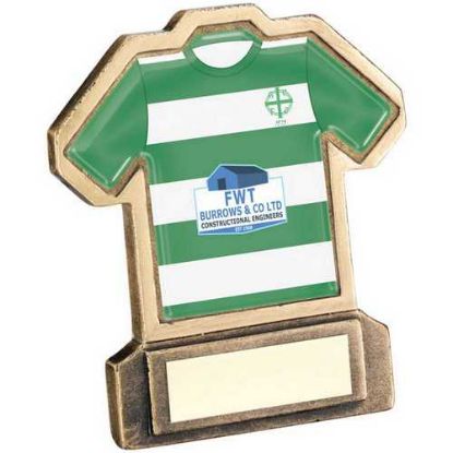Picture of Brz|gold Resin Football Shirt Plaque With Plate - (Shirt D) 5in