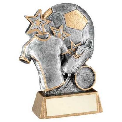 Picture of Pew|gold Football With Boot And Shirt On Brz Base With Plate (1in Cen) - 5.25"