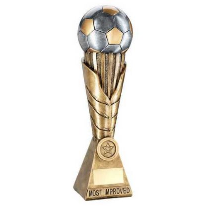Picture of Brz|pew|gold Football On Leaf Column With Plate (1in Cen) Most Improved - 12"