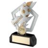 Picture of White|gold|blk Football And Boot On Flash Pentagon With Plate (1in Cen) - 5.25in
