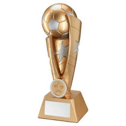 Picture of Gold|silver Football Column With Plate (1in Centre) - 6in
