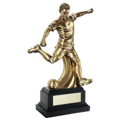 Picture of Antique Gold Premium Male Football Figure On Black Base With Plate