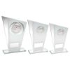 Picture of White|silver Printed Glass Plaque With Football Insert And Plate - 7.25in