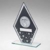 Picture of Grey|silver Printed Glass Diamond With Football Centre And Plate - 6.5in