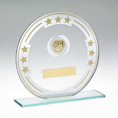 Picture of Jade|silver|gold Round Glass With Football Insert And Plate - 6.25in