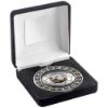 Picture of Black Velvet Box And 70mm Football Medal Trophy (1in Centre) Ant Silver - 4in