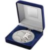 Picture of Blue Velvet Box And 70mm Football Medal Trophy Matt Silver|silver - 4in