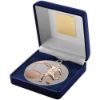 Picture of Blue Velvet Box And 70mm Football Medal Trophy Matt Silver|bronze - 4in