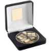 Picture of Black Velvet Box And 70mm Antique Gold Medallion Referee Trophy - 4in