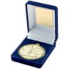 Picture of Blue Velvet Box And 50mm Medal Referee Trophy Gold - 3.5in