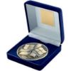 Picture of Blue Velvet Box And 70mm Medallion Referee Trophy Antique Gold - 4in