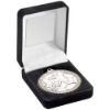 Picture of Black Velvet Box And 50mm Medal Football Trophy Silver - 3.5in