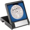 Picture of Black Plastic Box With Football Players Insert Silver - 3.5in