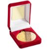 Picture of Red Velvet Box And 50mm M.O.T.M Medal Trophy Gold - 3.5in