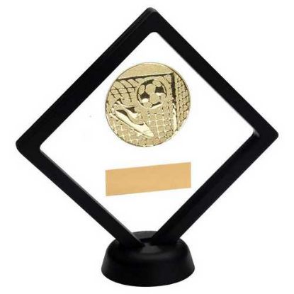 Picture of Black|clear Plastic Box With Football Insert Trophy Gold - 6in
